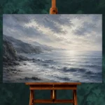 Panoramic Blue Seascape Sea Wall Art Canvas Print - Image 2