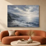Panoramic Blue Seascape Sea Wall Art Canvas Print - Image 3