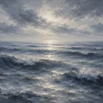 Silver Blue Seascape Sea Wall Art Canvas Print
