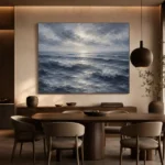 Silver Blue Seascape Sea Wall Art Canvas Print - Image 4