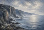 Slate Coastal Cliffs Sea Wall Art Canvas Print