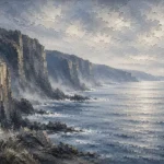 Slate Coastal Cliffs Sea Wall Art Canvas Print