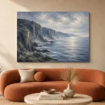 Slate Coastal Cliffs Sea Wall Art Canvas Print - Image 3