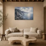 Slate Coastal Cliffs Sea Wall Art Canvas Print presented in a sophisticated home setting