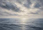 Tranquil Blue Horizon Sea Wall Art Canvas Print