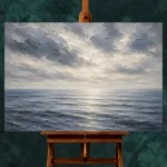 Tranquil Blue Horizon Sea Wall Art Canvas Print - Image 2