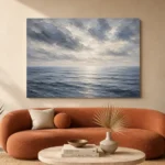 Tranquil Blue Horizon Sea Wall Art Canvas Print - Image 3