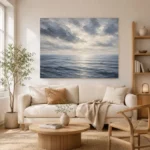 Tranquil Blue Horizon Sea Wall Art Canvas Print - Image 7