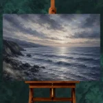 Dusk Blue Seascape Sea Wall Art Canvas Print - Image 2