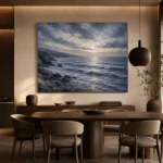 Dusk Blue Seascape Sea Wall Art Canvas Print - Image 4