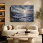 Dusk Blue Seascape Sea Wall Art Canvas Print - Image 6