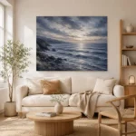 Dusk Blue Seascape Sea Wall Art Canvas Print - Image 7
