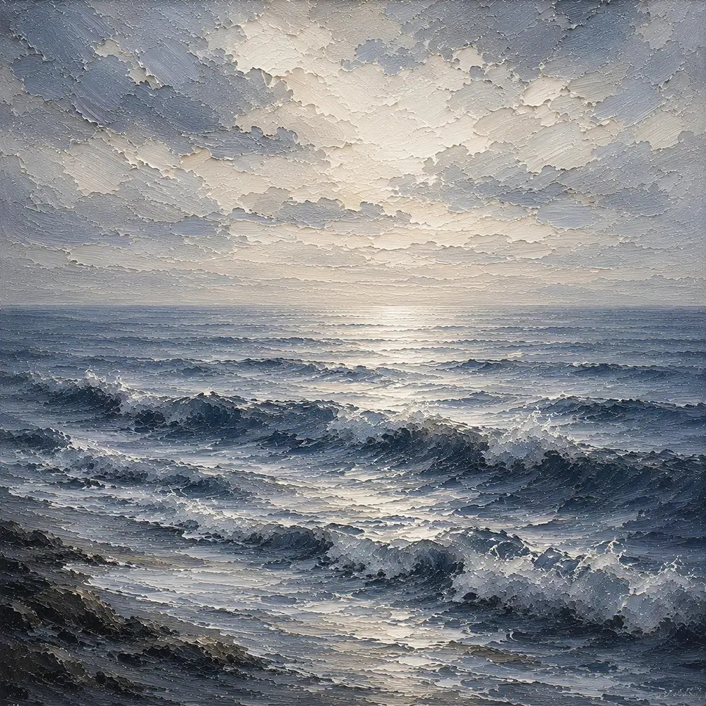 Serene Blue Horizon Sea Wall Art Canvas Print