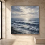 Serene Blue Horizon Sea Wall Art Canvas Print - Image 3