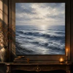 Serene Blue Horizon Sea Wall Art Canvas Print - Image 4