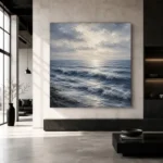 Serene Blue Horizon Sea Wall Art Canvas Print - Image 5
