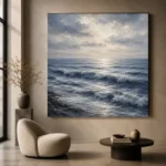 Serene Blue Horizon Sea Wall Art Canvas Print - Image 6