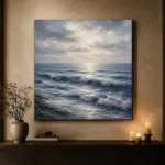 Serene Blue Horizon Sea Wall Art Canvas Print - Image 7