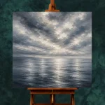 Reflective Blue Seascape Sea Wall Art Canvas Print - Image 2