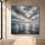 Reflective Blue Seascape Sea Wall Art Canvas Print - Image 3