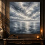 Reflective Blue Seascape Sea Wall Art Canvas Print - Image 4