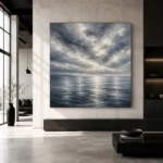 Reflective Blue Seascape Sea Wall Art Canvas Print - Image 5
