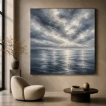 Reflective Blue Seascape Sea Wall Art Canvas Print - Image 6