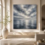 Reflective Blue Seascape Sea Wall Art Canvas Print - Image 8