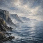 Misty Coastal Cliffs Sea Wall Art Canvas Print