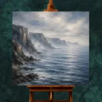Misty Coastal Cliffs Sea Wall Art Canvas Print - Image 2