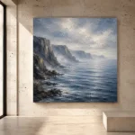 Misty Coastal Cliffs Sea Wall Art Canvas Print - Image 3