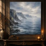 Misty Coastal Cliffs Sea Wall Art Canvas Print - Image 4