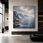 Misty Coastal Cliffs Sea Wall Art Canvas Print - Image 5
