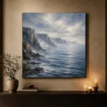 Misty Coastal Cliffs Sea Wall Art Canvas Print - Image 7