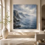 Misty Coastal Cliffs Sea Wall Art Canvas Print - Image 8