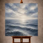 Serene blue Sea Wall Art print featuring broad rhythmic ocean swells and a peaceful ivory horizon for elegant coastal interiors