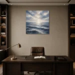 Serene Open Sea Wall Art Canvas Print displayed in a contemporary gallery-inspired room