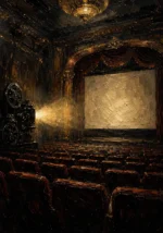 Amber Glow Classic Cinema Wall Art Canvas Print