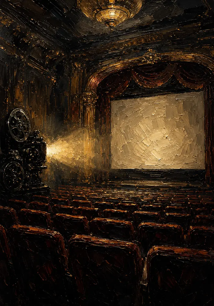 Amber Glow Classic Cinema Wall Art Canvas Print