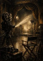 Antique Brass Film Studio Classic Cinema Wall Art Canvas Print