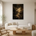 Antique Brass Film Studio Classic Cinema Wall Art Canvas Print styled in a refined neutral interior