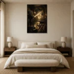 Antique Brass Film Studio Classic Cinema Wall Art Canvas Print showcased in an elegant minimalist interior