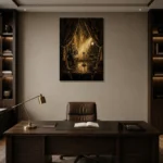 Velvet Curtain Cinema Stage Wall Art Canvas Print displayed in a contemporary gallery-inspired room
