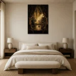 Velvet Curtain Cinema Stage Wall Art Canvas Print showcased in an elegant minimalist interior