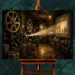 Bronze Projection Room Classic Cinema Wall Art Canvas Print - Image 2