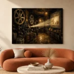 Bronze Projection Room Classic Cinema Wall Art Canvas Print - Image 3