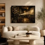 Bronze Projection Room Classic Cinema Wall Art Canvas Print - Image 6