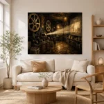 Bronze Projection Room Classic Cinema Wall Art Canvas Print - Image 7