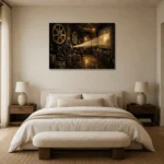 Bronze Projection Room Classic Cinema Wall Art Canvas Print showcased in an elegant minimalist interior