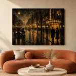 Rainlit Cinema Boulevard Classic Cinema Wall Art Canvas Print - Image 3
